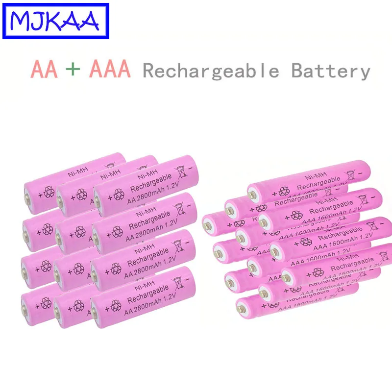 MJKAA 24/40 шт. AA 1 2 в 2800 мач ni mh аккумуляторная батарея + AAA 1600 NIMH батарея|Перезаряжаемые