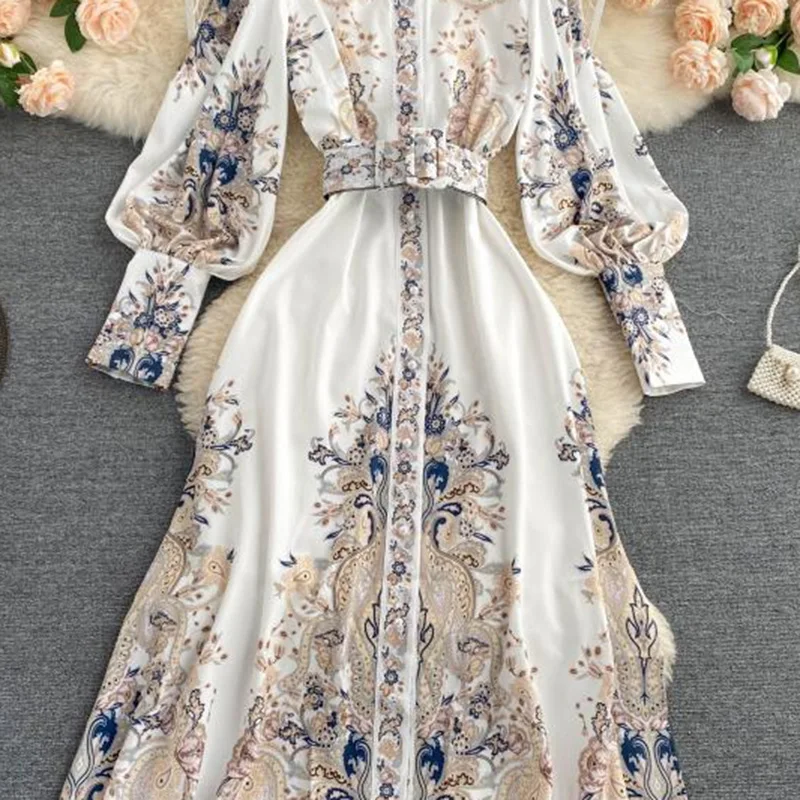 Женское платье в европейском и американском стиле элегантное модное с принтом