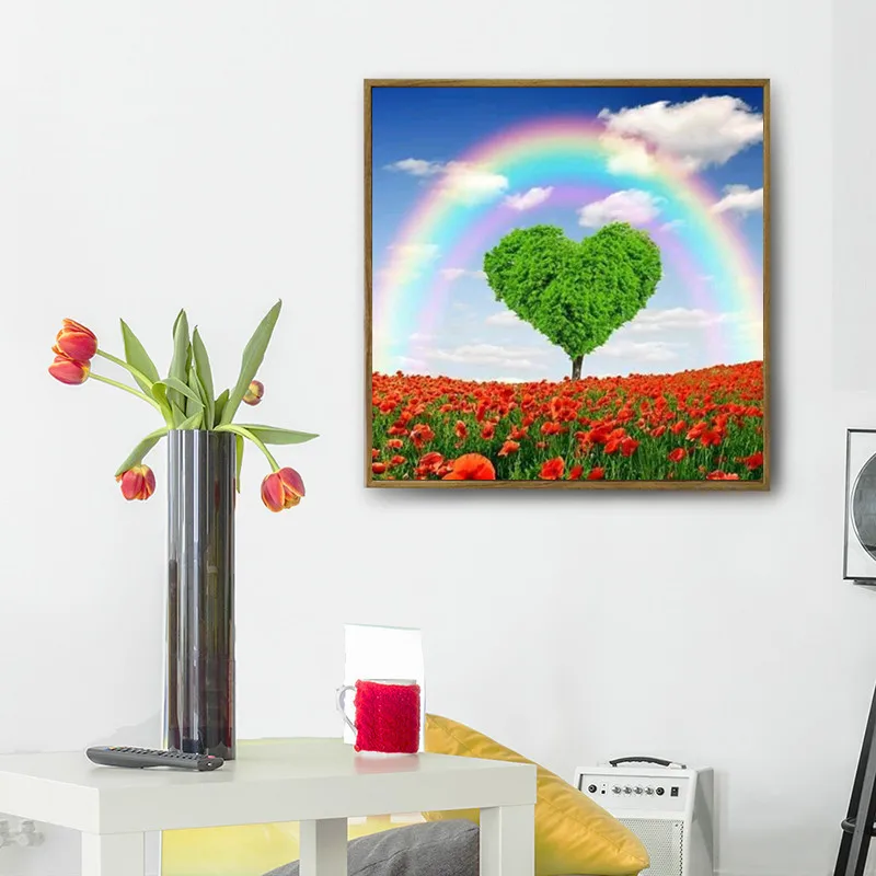 Алмазная 5D картина сделай сам полностью Круглая Мозаика в форме сердца радужного