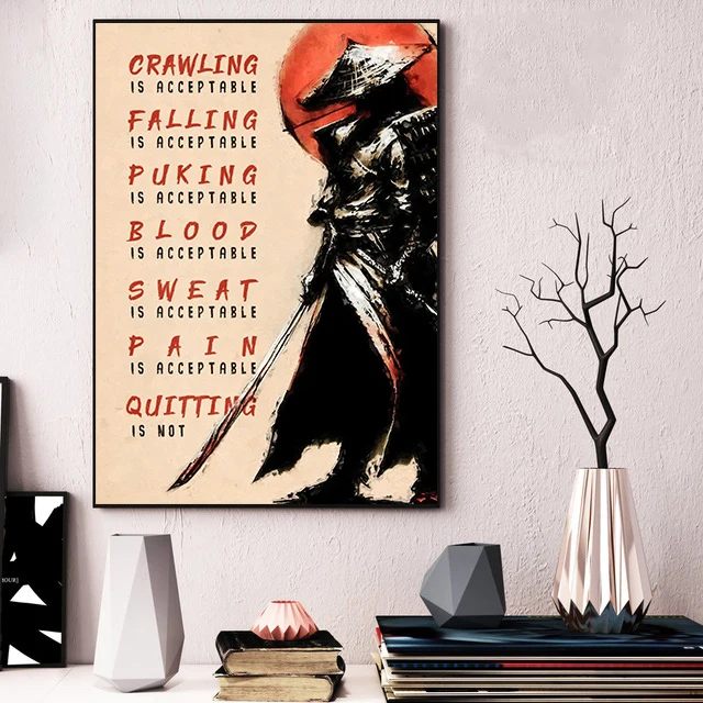 Картина маслом на холсте с японскими самурайскими буквами современные настенные