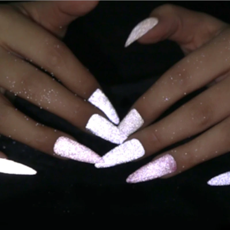 1 коробка светоотражающий порошок для ногтей блестящая пыль светится в темноте