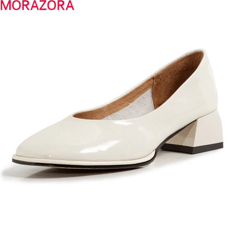 

MORAZORA/2021 Новое поступление; Женские туфли-лодочки; Сезон лето; Неглубокий квадратный носок вечерние модельные туфли из натуральной кожи; Туф...