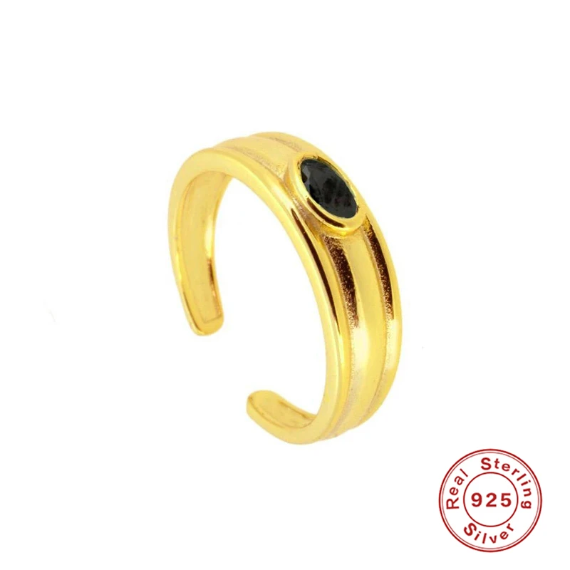 ROXI модные открытые кольца с черным Цирконом для женщин и мужчин на палец