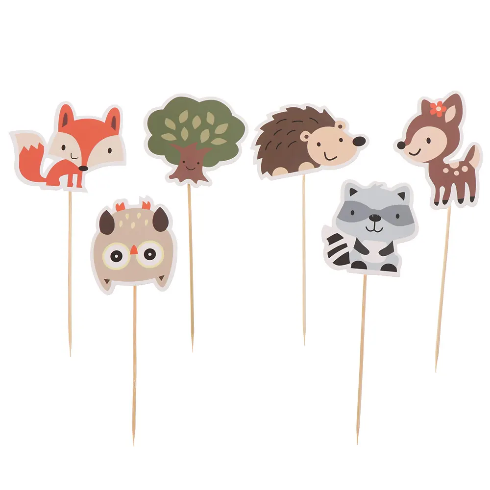 1 упаковка бумажные топперы для кексов лес животные украшения торта детский день