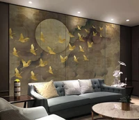 customized 3d japanese style retro golden flower and bird art tv living room bedroom dining room background decorative painting