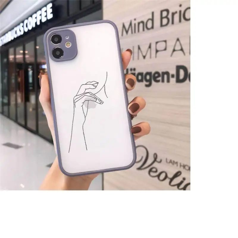 

line art Phone Case matte transparent For gray iPhone 7 8 x xs xr 11 12 pro plus max mini Funda Clear