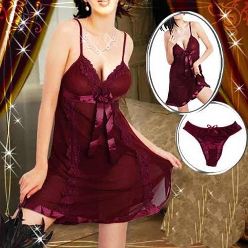 Новая мода размера плюс S 6XL темно красное сексуальное белье Babydoll Ночное сорочка
