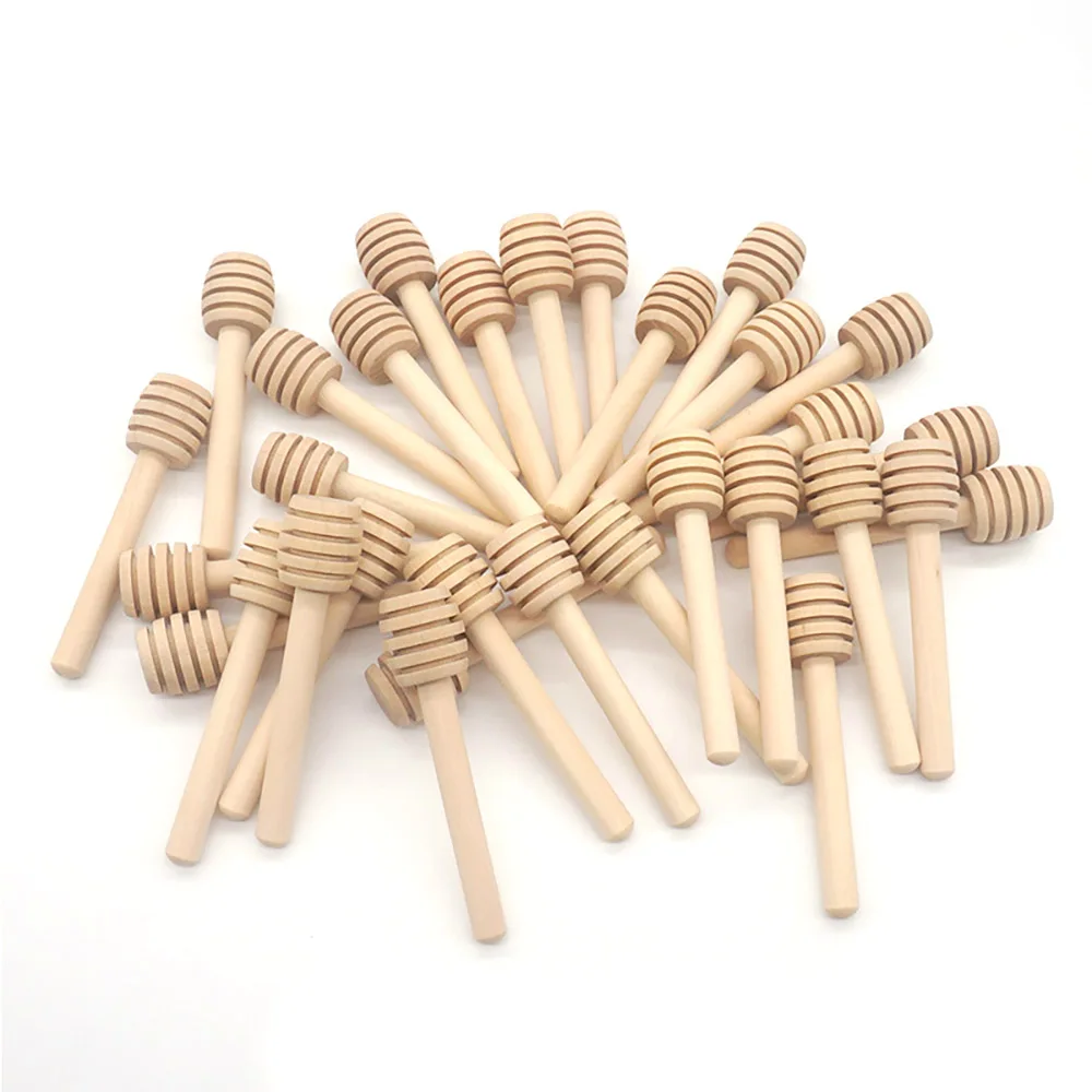 

100 Pcs High Quality Honey Stir Bar Mixing Handle Jar Spoon Natural Wooden Honey Dipper Wooden Stick Honey Spoons