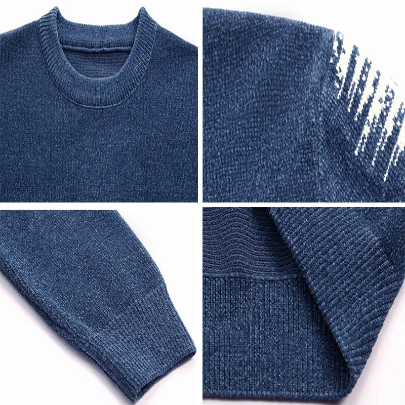 DIMUSI зимние мужские свитера повседневные однотонные с длинными рукавами