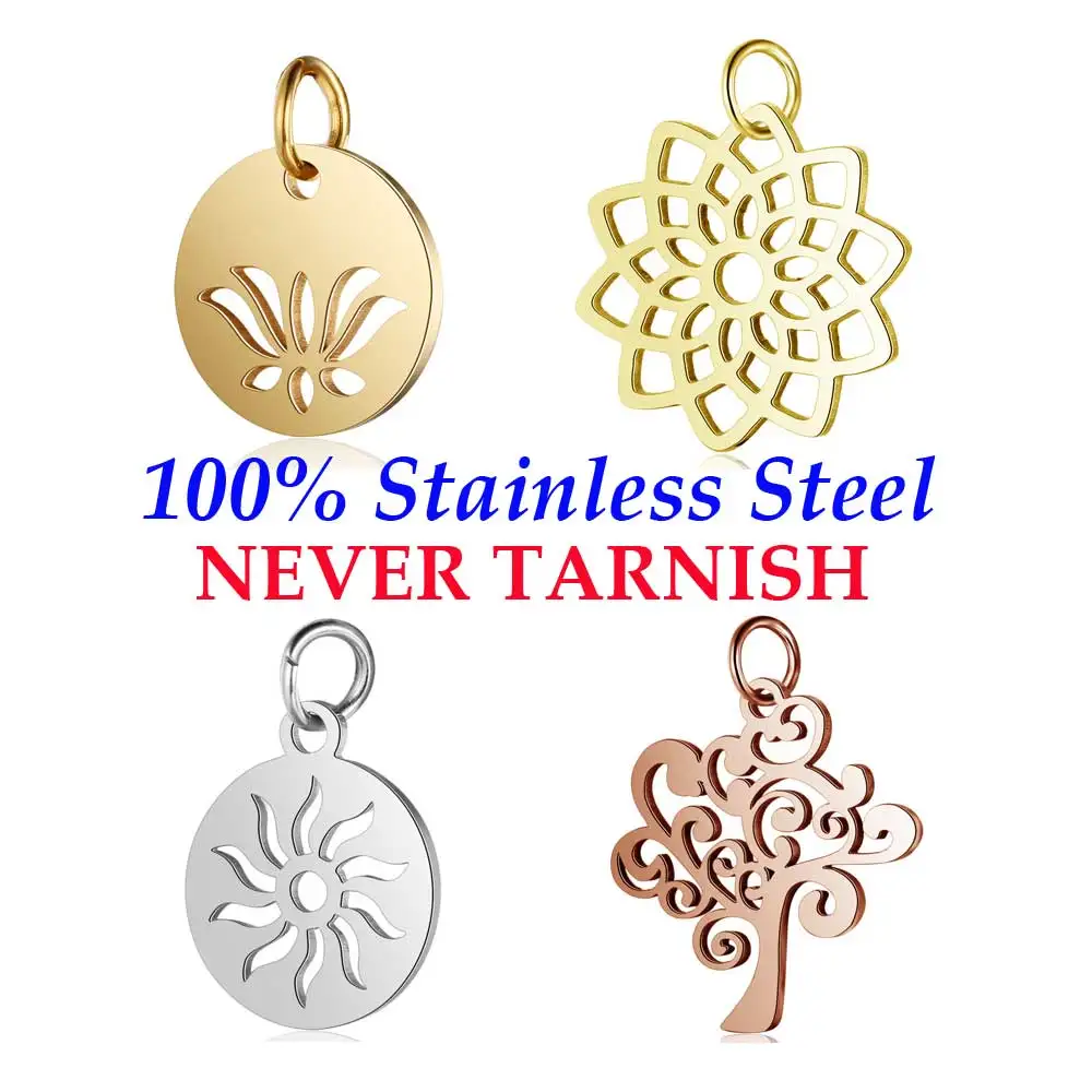 5 шт. Lotus Sun Life of Tree Charm оптовая продажа полированная нержавеющая сталь 100% AAAAA