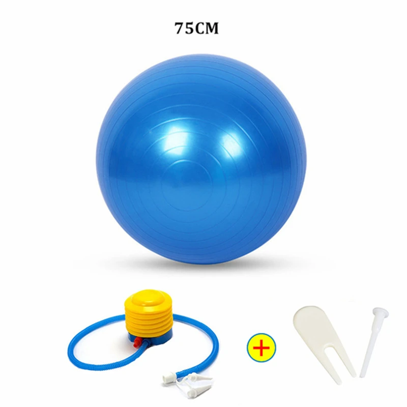 blue 75cm With-acces 45/55/65/75/85 см мяч для занятий йогой Анти-взрыв гимнастический Аэробные Фитнес стабильность баланс упражнений Йога Пилатес тренировки для VIP покупателей - Цвет: blue 75cm With-acces