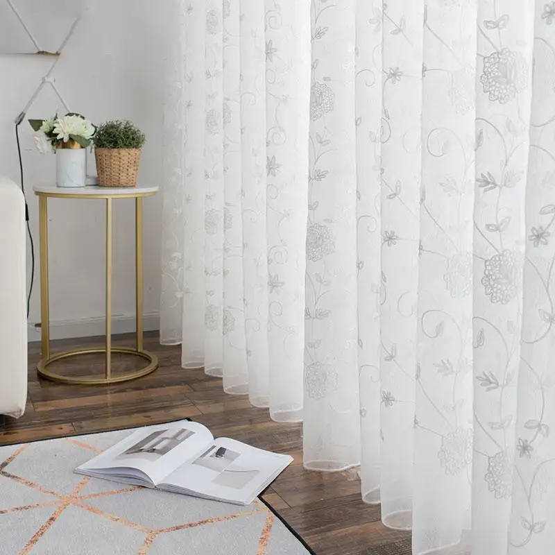 Белые тюлевые шторы JUNBIE для гостиной спальни современные прозрачные Занавески с