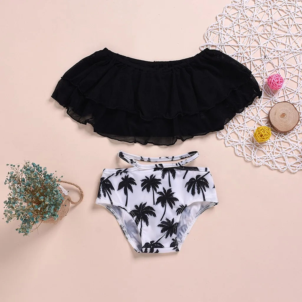 Детский летний топ без пятки гофрированный кокосовый купальник бикини с принтом