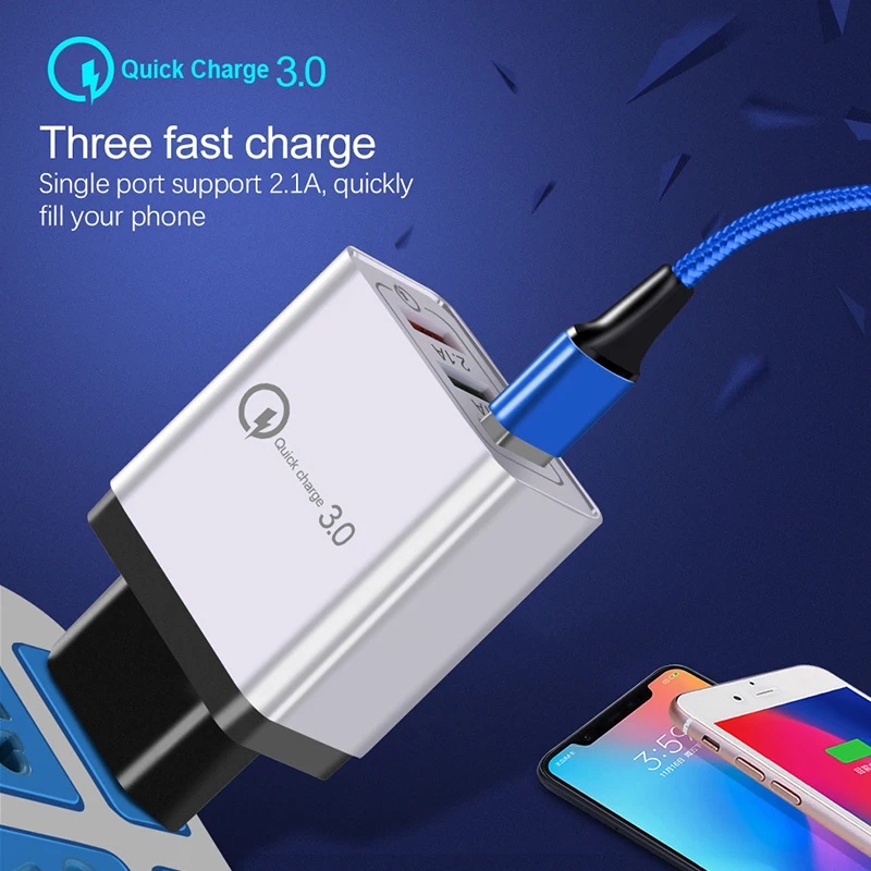 Сетевое зарядное устройство с 3 USB портами 5 В/2 4 А 18 Вт|Зарядные устройства для