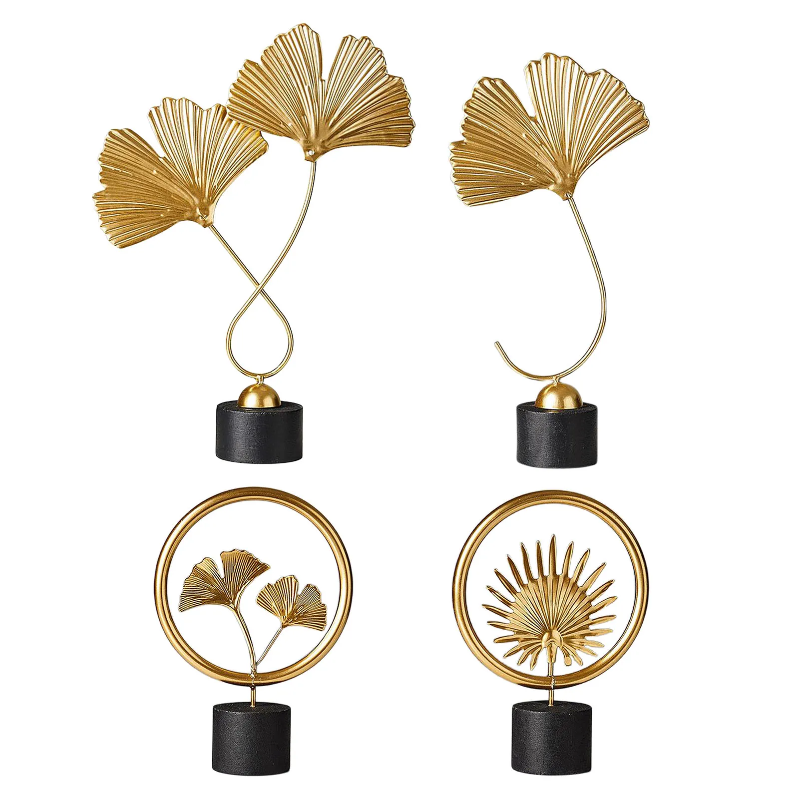 

Wooden Iron Leaves Shape Sculpture Ornament Figurine Statue Tabletop Artwork
