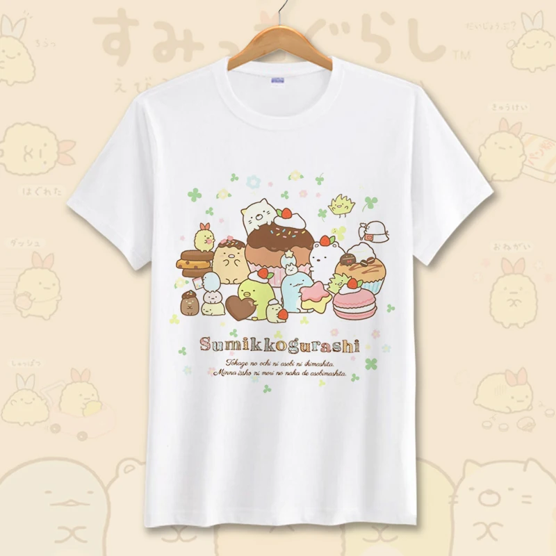 Новый аниме Sumikko Gurashi хлопковые футболки для мальчиков и девочек с рисунками
