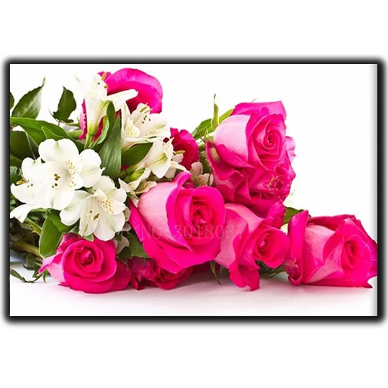 

Diamond Mosaic Diy Diamond Embroidery Lily & Fuguizhu And Rose Full Diamond Painting Cross Stitch Floral Rhinestone Decorations