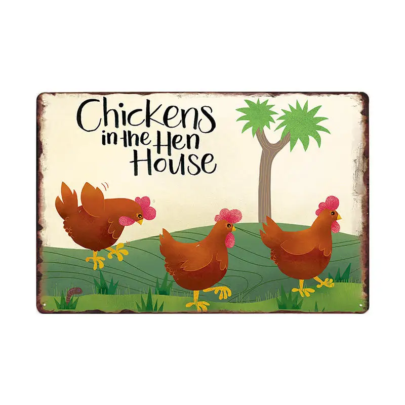 

Chicken Metal Sign Vintage Tin Signs Farm House Restaurant Kitchen Wall Decor Metal Tinplate Poster Pin Up Plaques Art Painting