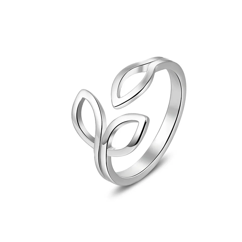 

Korean Creative Leaf Ring For Women Exquisite Temperament Opening Adjustable Stainless Steel Ladies Ring Fashion Gift Jewelry