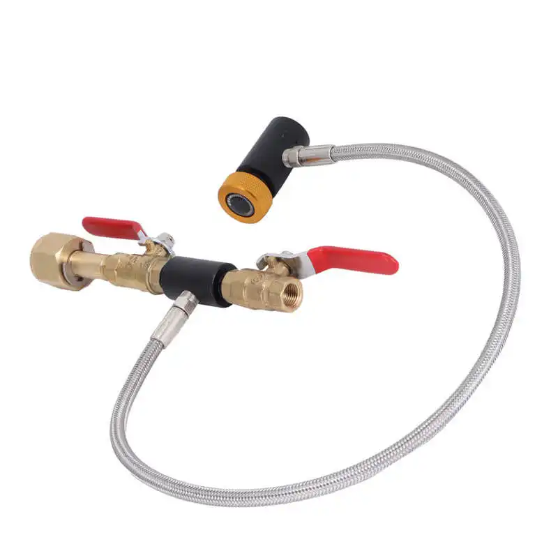 

G5/8-14 24in Dual Valve PTFE Hose with Soda Gold ASA CO2 Universal External Hose Adapter