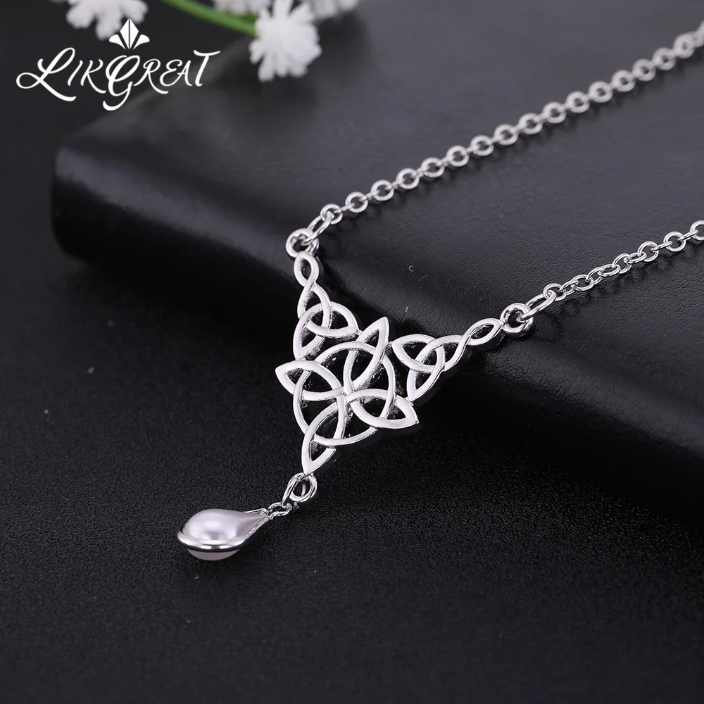 LIKGREAT Celtics узел Wicca Triquetra оригинал ожерелье колье с жемчугом украшением в виде