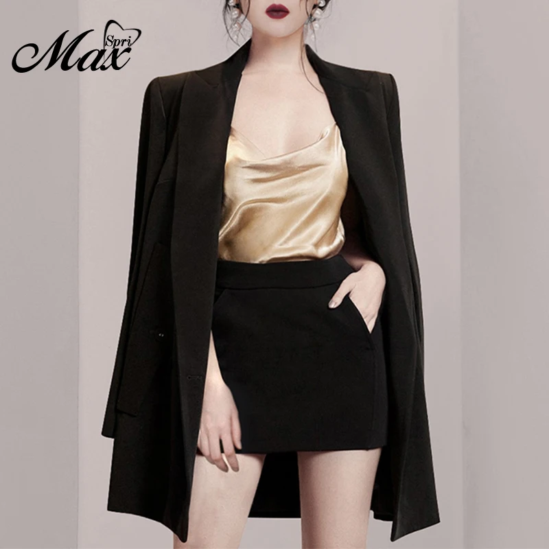 Max Spri длинный рукав офисный Женский комплект из 2 предметов пальто и боковой