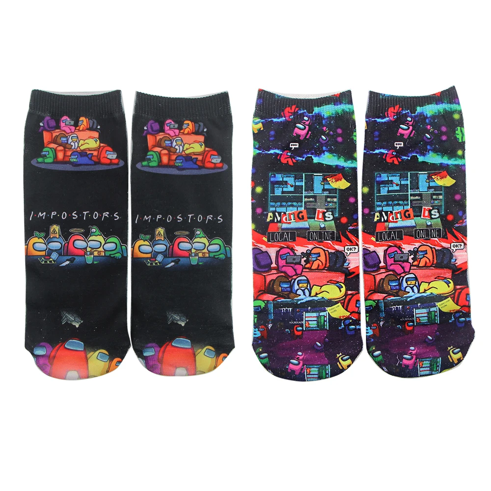 SP775 1 Pair Game Astronaut Cartoon Short Socks Fashion Ankle Casual Colorful Skateboard Happy Socks Friends Cosplay Gift