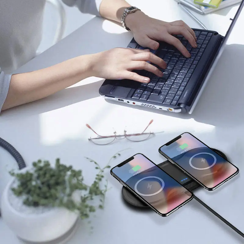 Двойное Беспроводное зарядное устройство Qi 20 Вт для iPhone 12 11 XS XR X 8 AirPods Pro Samsung S20 S10 S9