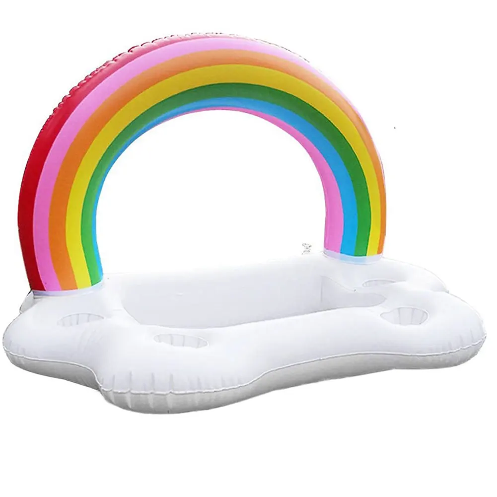 

Inflatable Pool Float Beer Drinking Cooler Table Bar Tray Beach Swimming Ring Summer Pool Party Bucket Rainbow Cloud Cup Holder