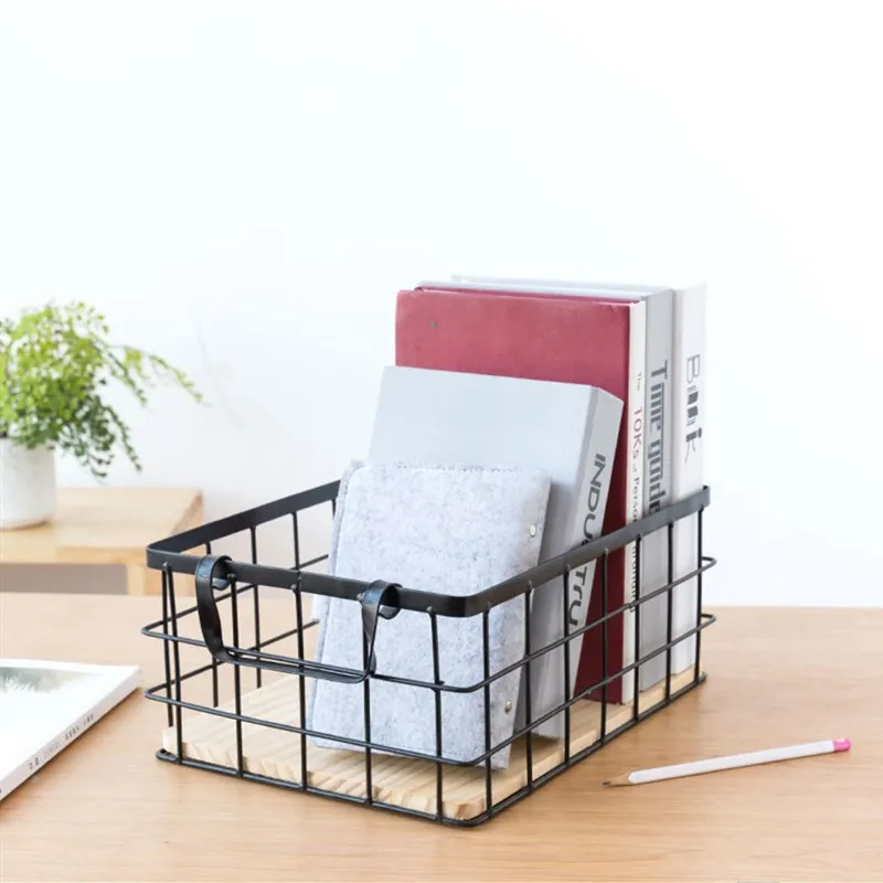 Многоразмерная корзина для хранения простой из кованого железа Книги Косметика