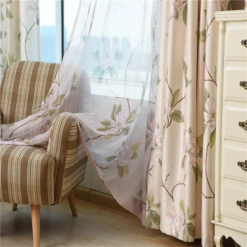 

Modern Designed American Style Printed Flower Curtains For Living Room Window Drapes for Bedroom