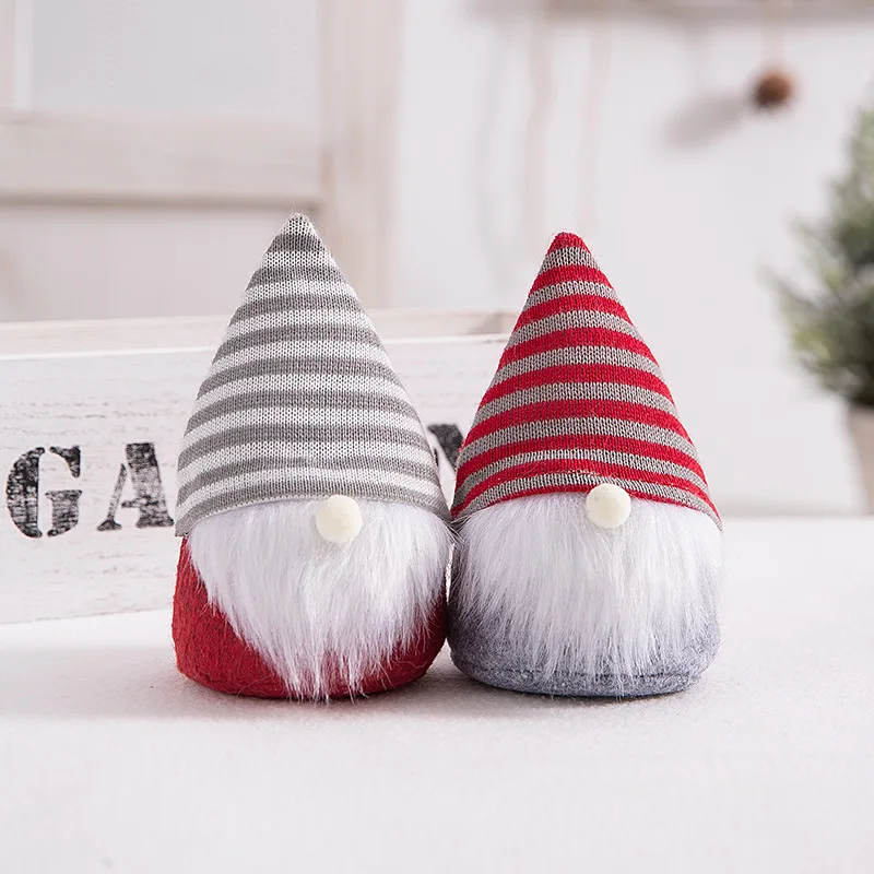 

Рождественская новая полосатая шапка, кукла без лица, белая борода, украшение для окон в отеле