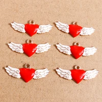 10pcs 3514mm alloy enamel love heart wing charms for jewelry making earrings pendants necklaces keychain diy crafts accessories
