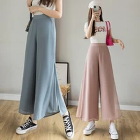 2021 korean high waist womens chiffon pants culottes wide leg pants casual loose summer culottes pants for women trousers