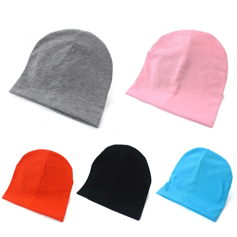 

7-36M Cotton Solid Color Baby Hat Spring Autumn Stretchy Girl Boy Beanie Caps Warm Outdoor Protection Wind Toddler Kids Bonnet
