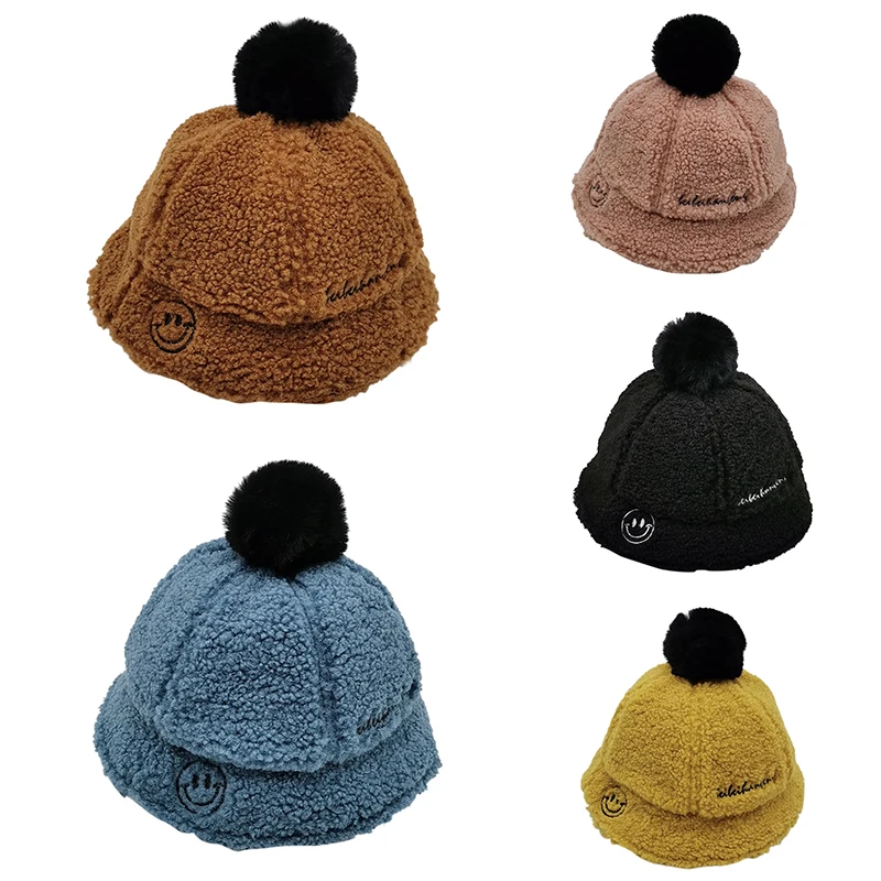 Winter born Cute Warm Kids Girls Boys Baby Plush Ball Design Smile Hats Knitted Hemming Caps est new | Детская одежда и обувь