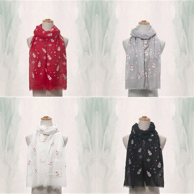 

Women Ladies NEW TR COTTEN SCARF Snowman Print Winter Snow Warm Gift Shawl Scarf
