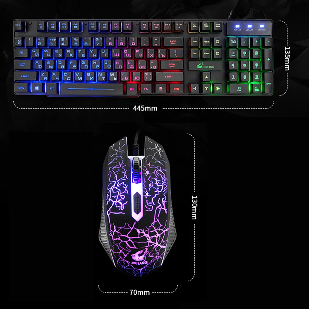 

SeenDa Wired Gaming Keyboard Mouse Set Mechanical Feeling Russian+English Backlit RGB Keyboard and Mouse for Gamer PC Laptop