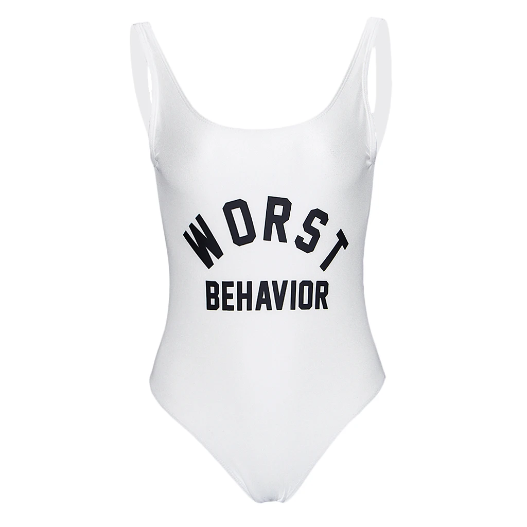 

Women Girls WORST BEHAVIOR Slogan Swimwear Onepiece Monokini Bikini
