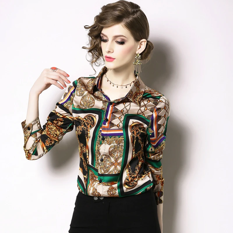 

Summer Shirts Women Tops Turn-down Collar Printed Vintage Blouse Female Single-breasted Blouses Casual Outerwear Blusas TA2041