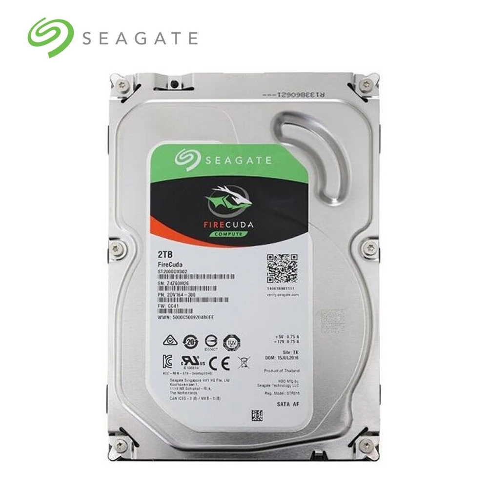 Seagate 2 ТБ FireCuda Gaming SSHD (твердотельный гибридный диск)-7200 об/мин SATA 6 ГБ/сек. 64 МБ кэш