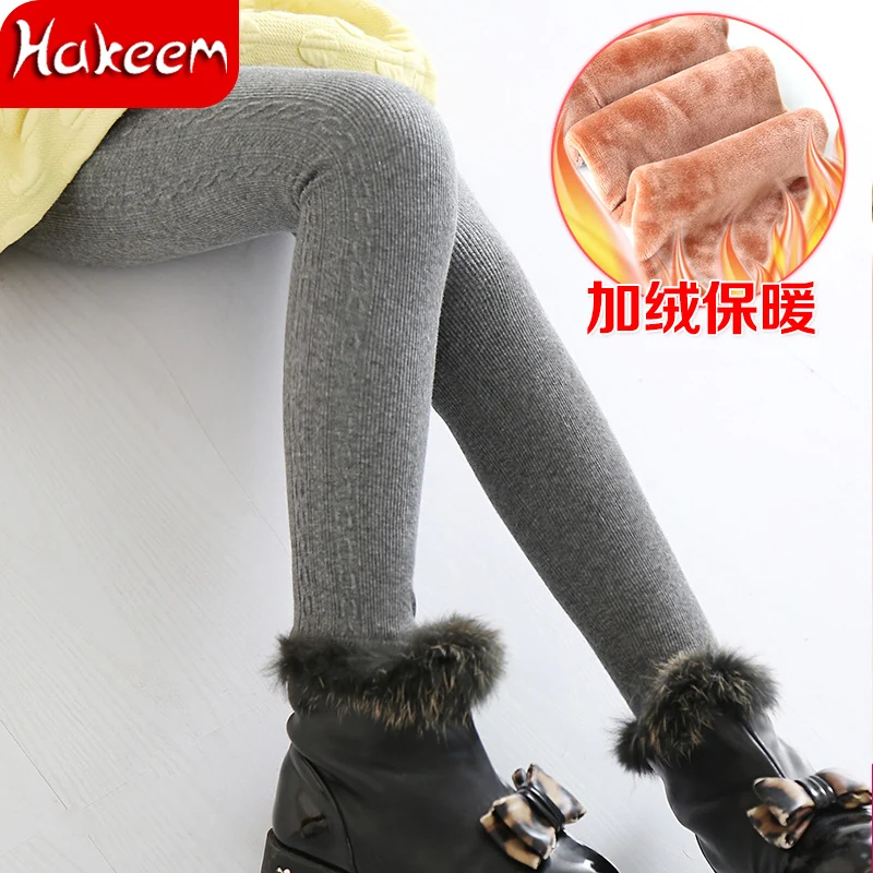 Брюки для девочек детские вязаные осенне-зимние красочные плотные теплые