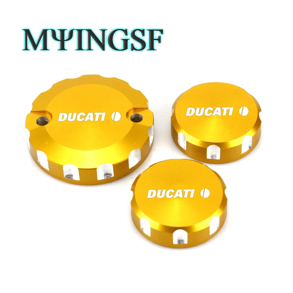 For DUCATI Hypermotard/Multistrada/Monster 1100/S/EVO 1200/S/R Front Brake Clutch & Rear Brake Fluid Reservoir Cover Cap CNC enlarge