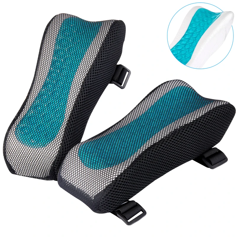 

New Memory Foam Cooling Gel Armrest Pads Arm Rest Riser Pillow for Office & Gaming Chairs Elbow Cushion Pressure Relief (2 Pack)