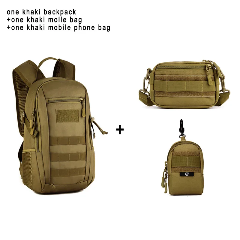 khaki set 2 12л военно-тактический рюкзак, Детская Военная Тактическая Сумка, Детская школьная Водонепроницаемая маленькая сумка, альпинистский походный мини-рюкзак - Цвет: khaki set 2