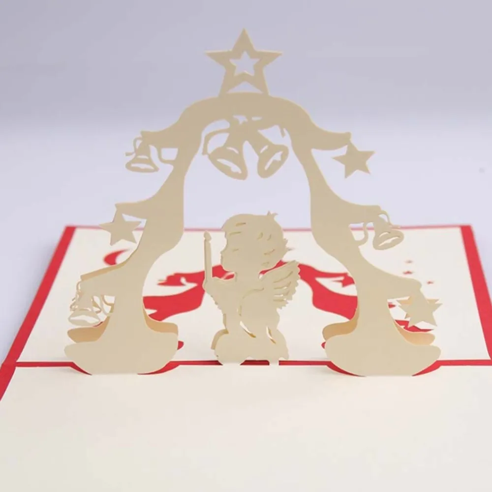 3D креативная стерео поздравительная открытка DIY бумажная резьба Ангел звезды