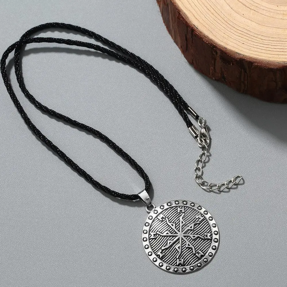 QIAMNI Gothic Norse Ancient Compass Vegvisir Vikings Amulet Runes Pendant Necklace Men Slavic Ethnic Norway Talisman Jewelry | Украшения и