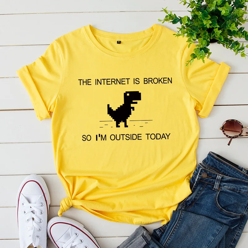 

The Internet Is Broken So I'm Outside Today Short-sleeved Crop Top Women Tshirt Women Summer Women's T-shirts T Shirt For Women