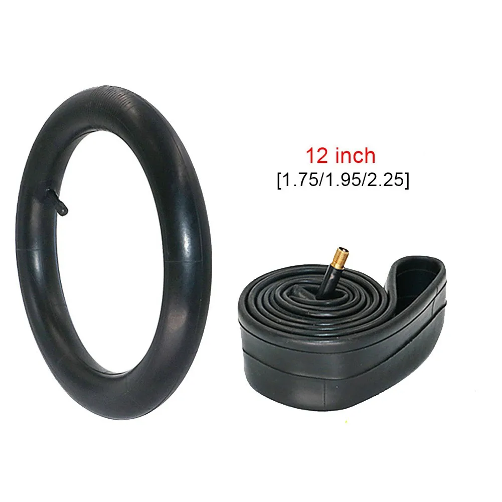 12 Inch Bike Bicycle Inner Tube Natural Rubber With Straight -Schrader Valve AV Air Nozzle 12x1.75-2.125 Butyl