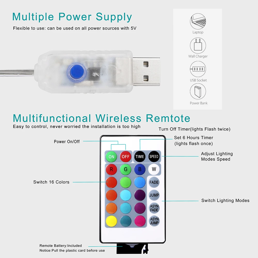 Сказочные огни на батарейках 100LED гирлянды дистанционное управление таймер